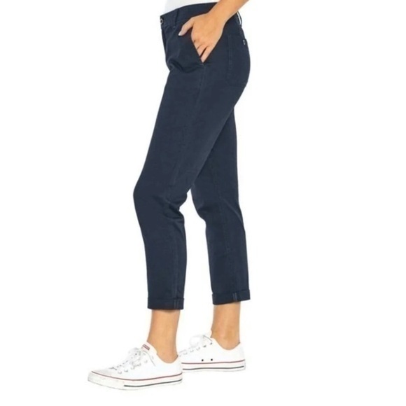 Gap Relaxed Girlfriend Pocket Blue Cotton Spandex Blended Pants New Size 8